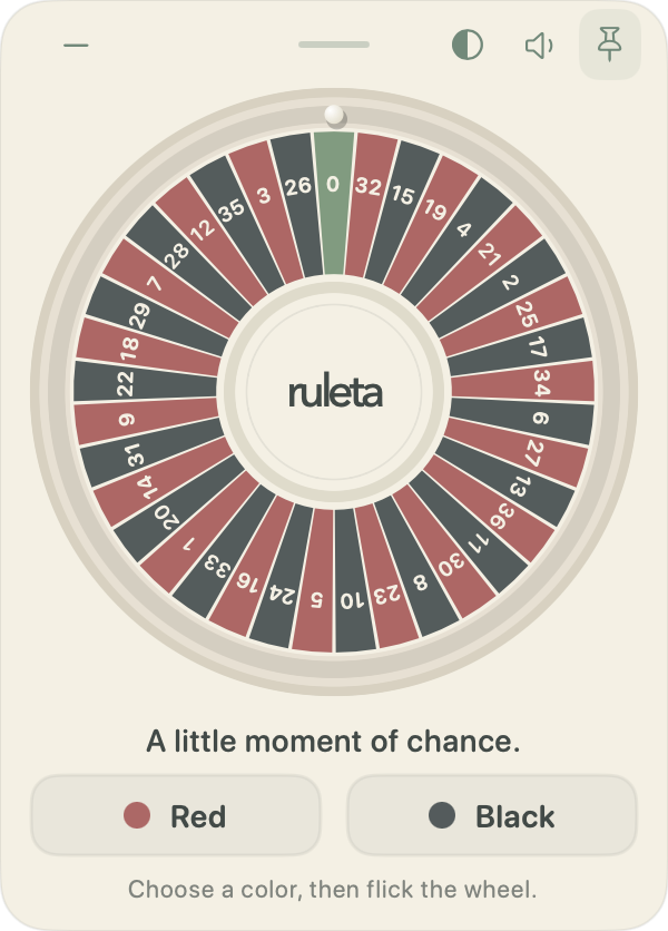 A small, floating roulette game for your desktop.